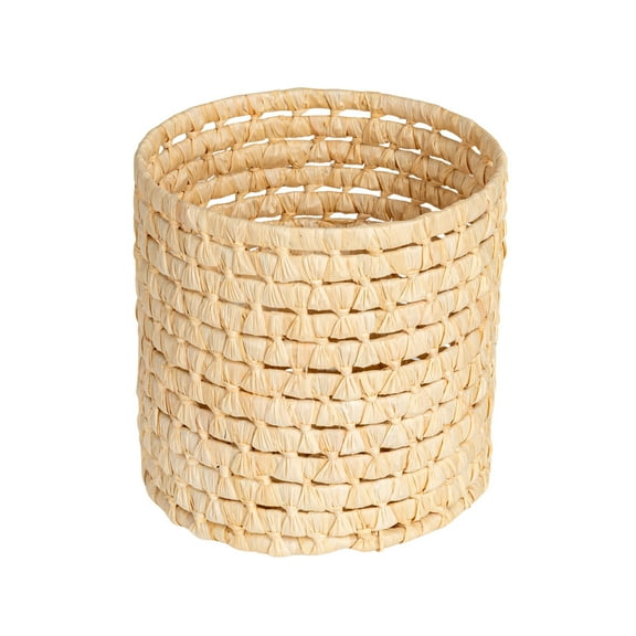 Household Essentials Handwoven Corn Leaf Waste Basket, Natural