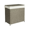 thumbnail image 1 of Household Essentials Handwoven Laundry Hamper, Synthetic Rattan Clothes Laundry Basket with Lid and Handles, Foldable, Removable Liner Bag, 1 of 14