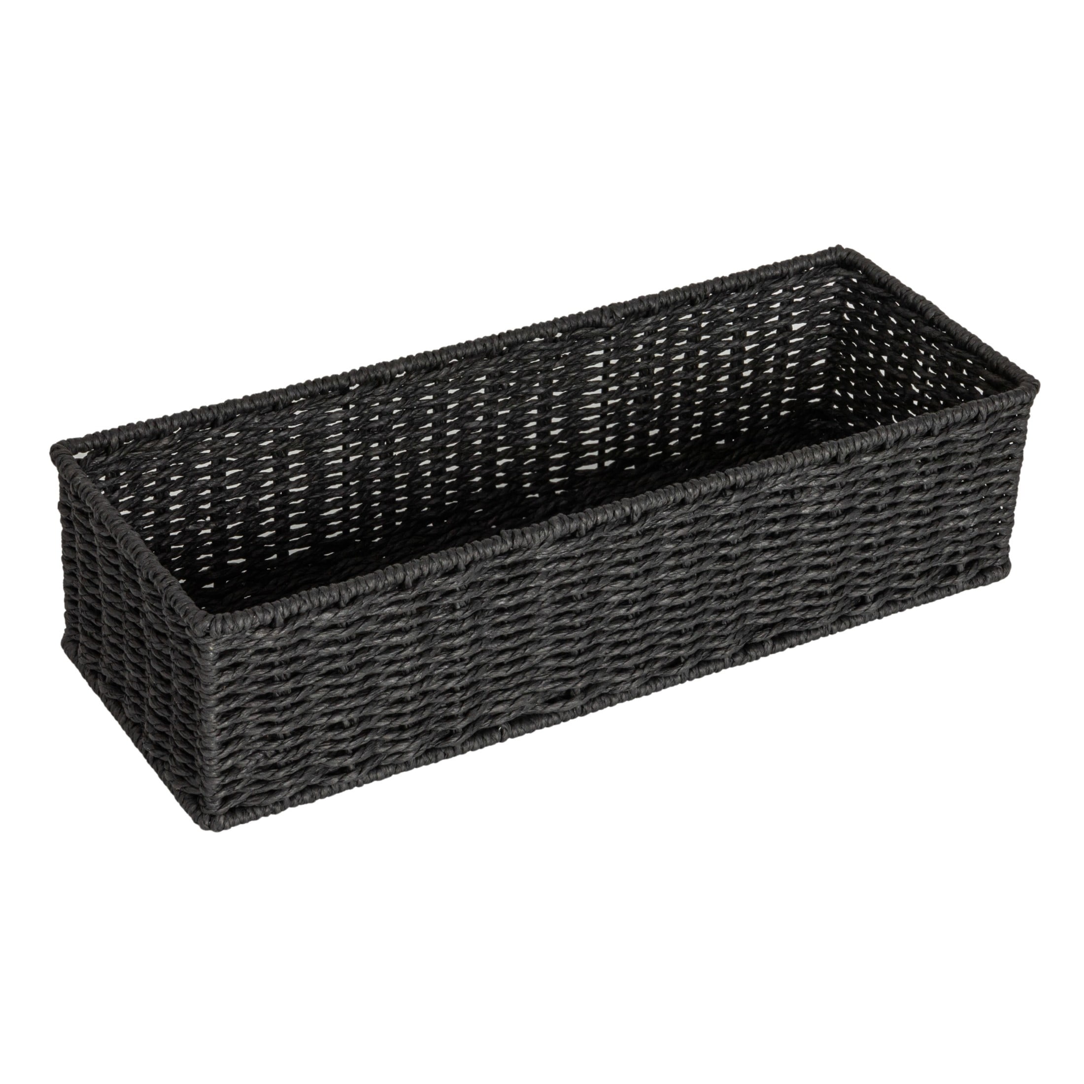 Black Handwoven Paper Rope Rectangular Storage Basket