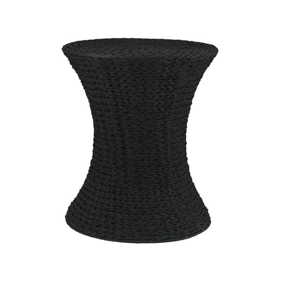 Household Essentials Handwoven Paper Rope Stool with Hourglass Shape, Black