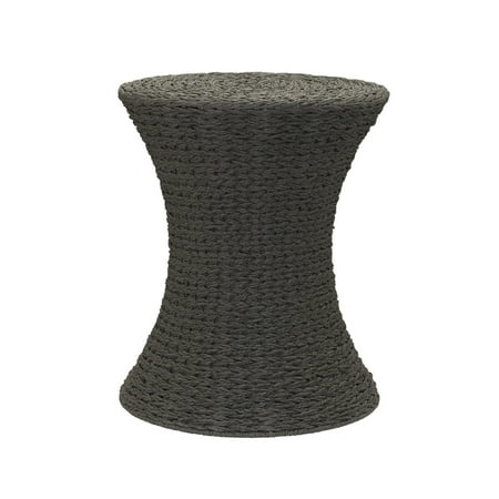 Household Essentials Handwoven Paper Rope Stool with Hourglass Shape, Gray