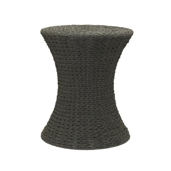 Household Essentials Handwoven Paper Rope Stool with Hourglass Shape, Gray