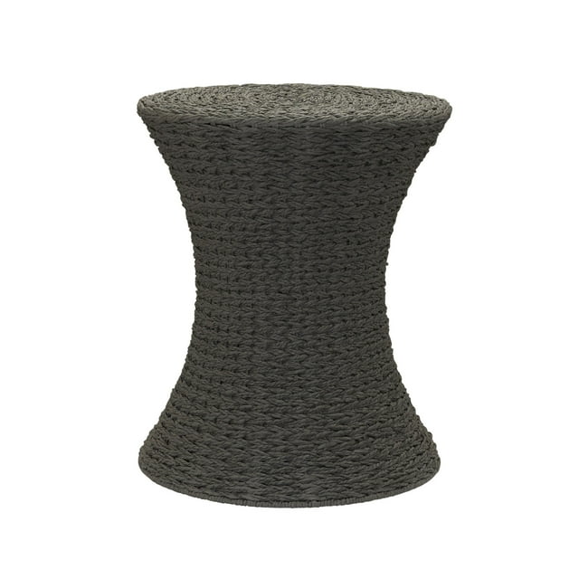 Household Essentials Handwoven Paper Rope Stool with Hourglass Shape, Gray