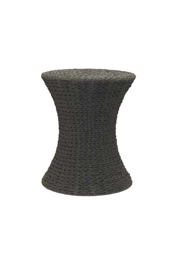 Handwoven Paper Rope Stool with Hourglass Shape, Gray