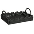 thumbnail image 1 of Household Essentials Handwoven Paper Rope Tray with Scalloped Edge, Black, 1 of 6