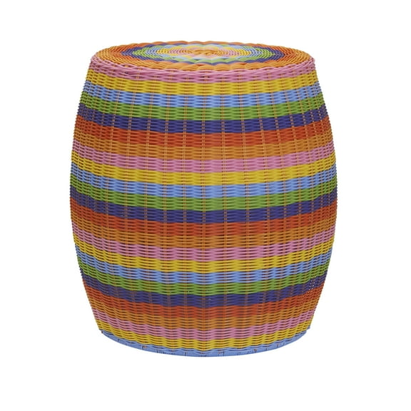 Household Essentials Handwoven Resin Barrel Side Table, Multicolor