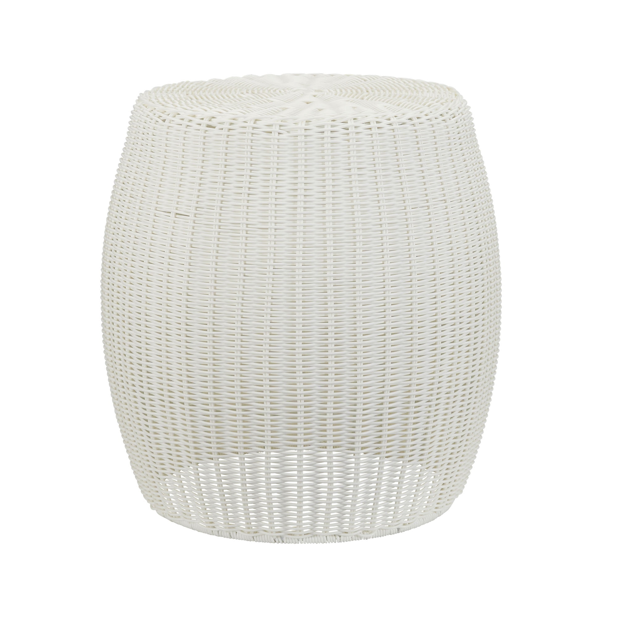 Household Essentials Handwoven Resin Barrel Side Table, White