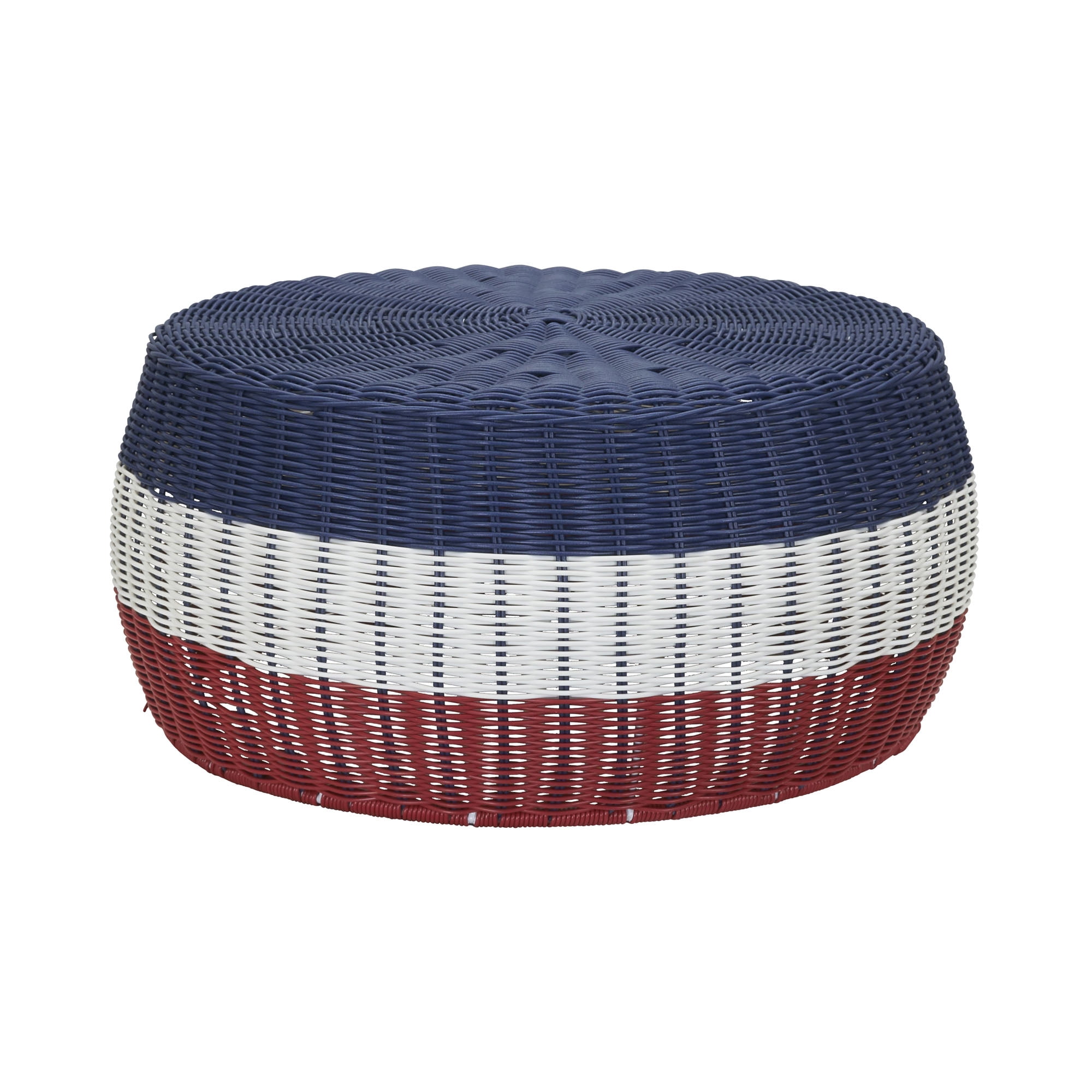 Household Essentials Handwoven Resin Ottoman Table Blue White and Red