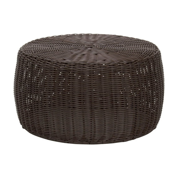 Household Essentials Handwoven Resin Storage Stool Ottoman, Brown