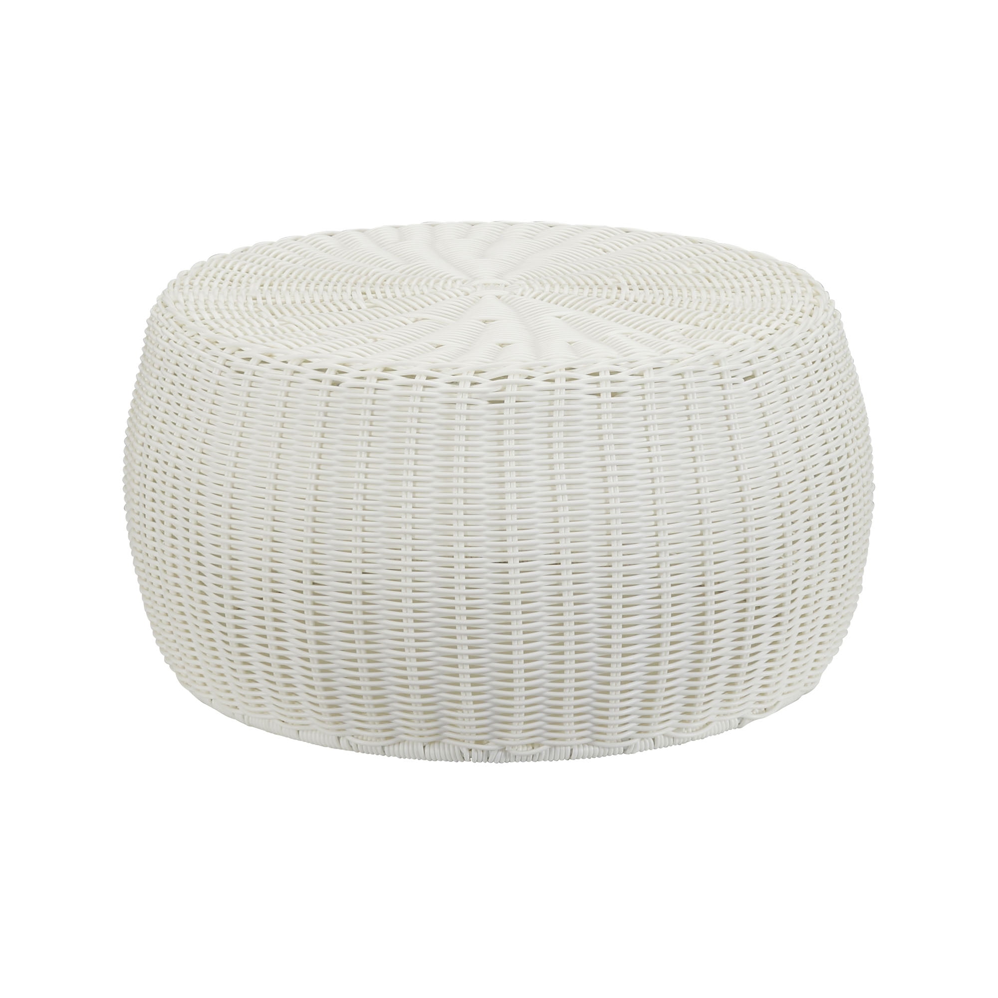 Household Essentials Handwoven Resin Storage Stool Ottoman, White