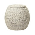 thumbnail image 1 of Household Essentials Handwoven Water Hyacinth Barrel Wicker Storage Basket Side Table, Cream Finish, 1 of 11