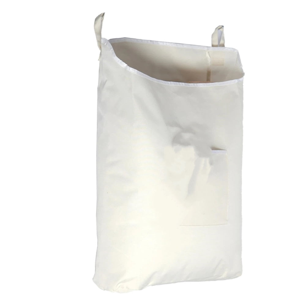 Household Essentials Hanging Canvas Laundry Hamper Bag,Durable Space Saving Laundry Bag with Zipper and Wide Open Top, Beige, 71*45cm