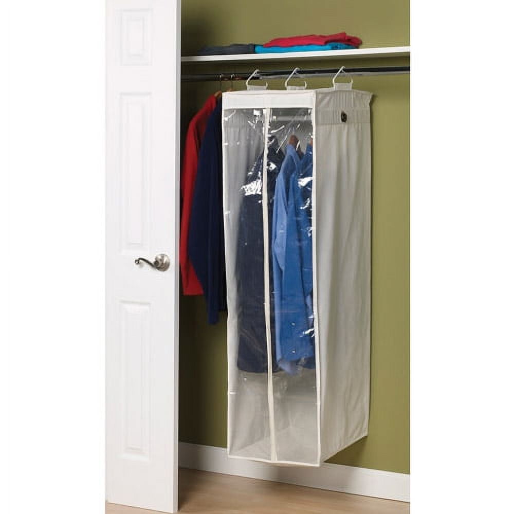 Household Essentials Canvas Hanging Wardrobe Closet Organizer, White ...