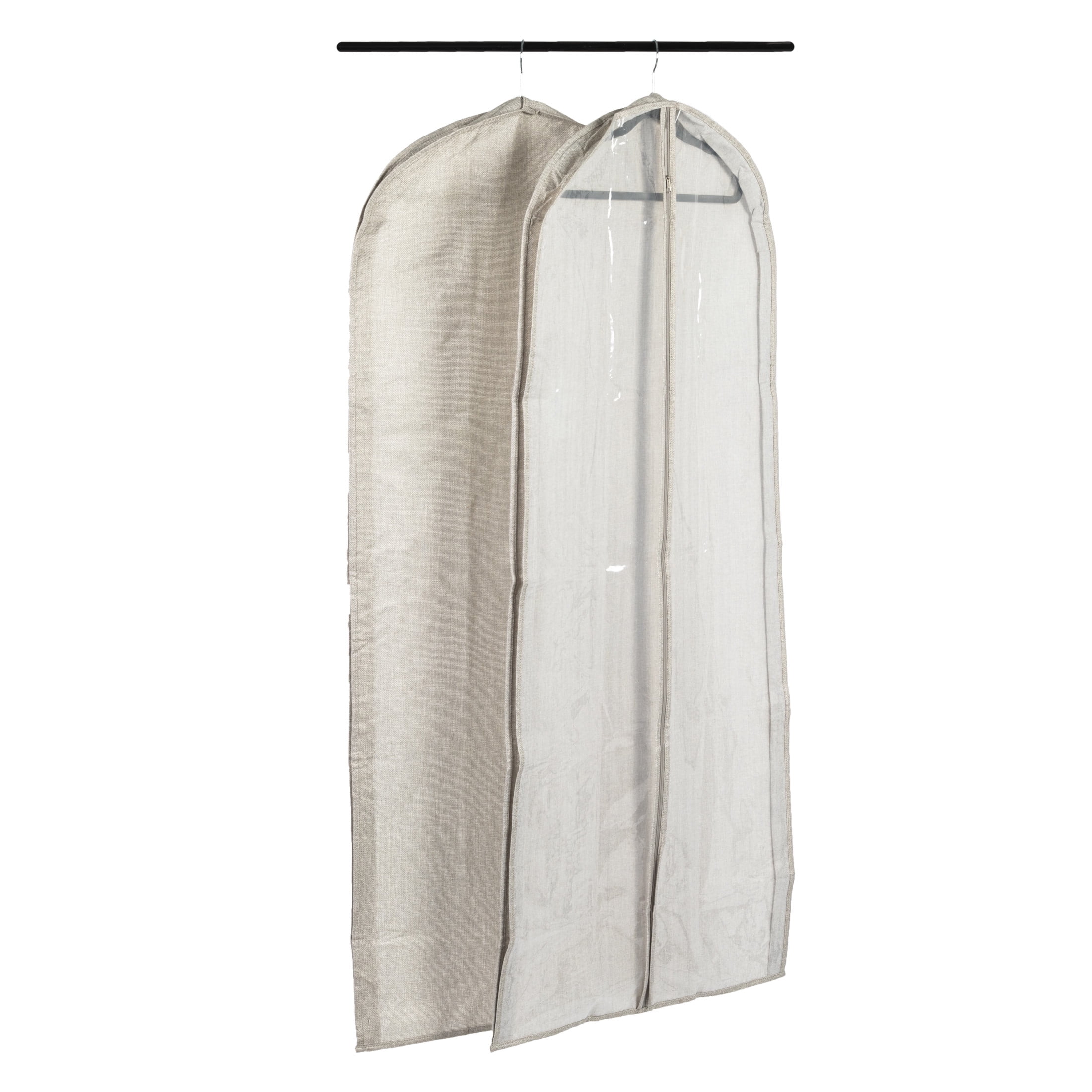 Household Essentials Hanging Zippered Garment Storage Bag with Clear Vision Front, Set of 2, Silver