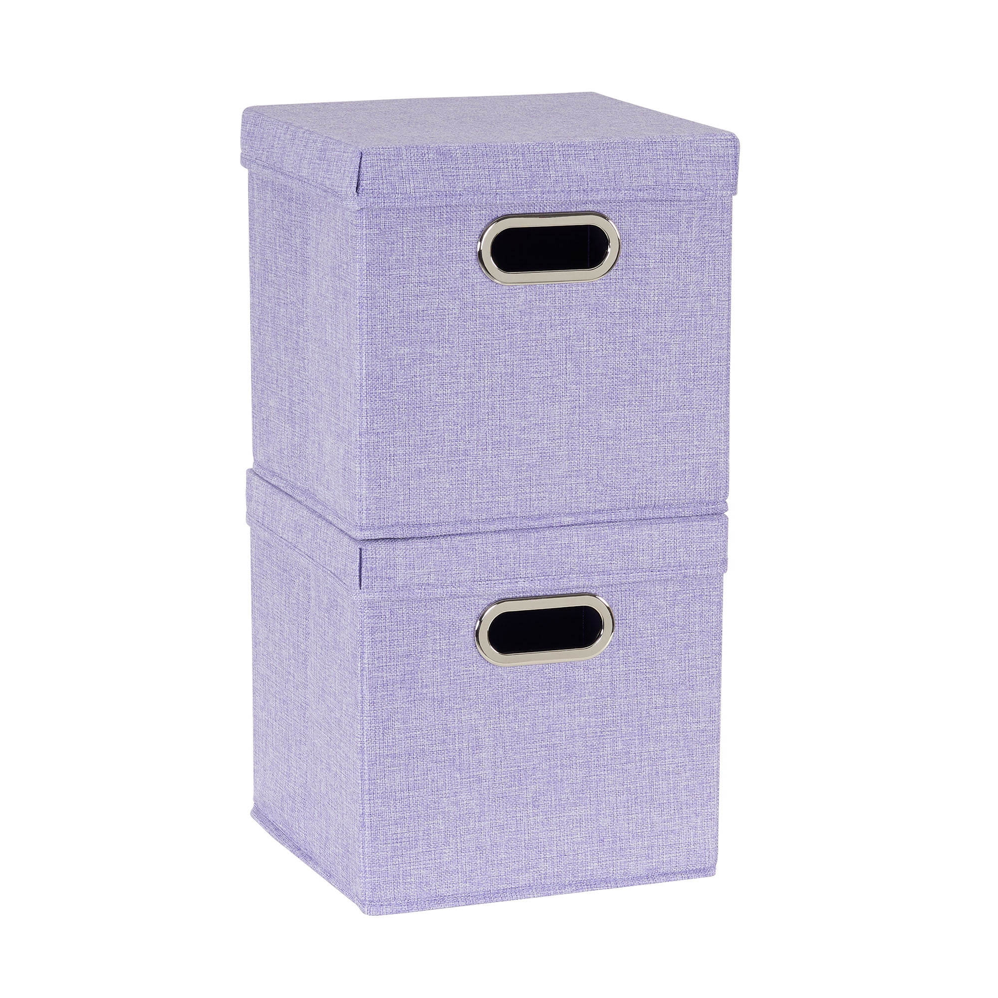 Lavender Fabric Collapsible Storage Cube Set with Lids, 11"