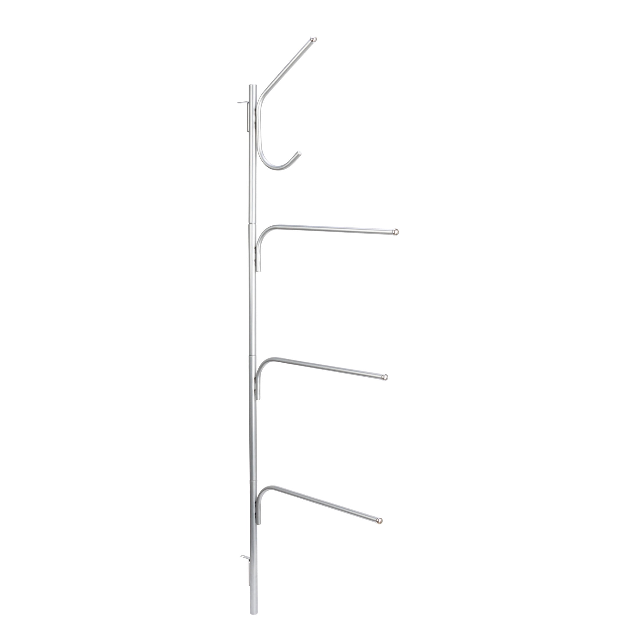 Silver Steel Wall Mounted Family Towel Bar with Swivel Arms