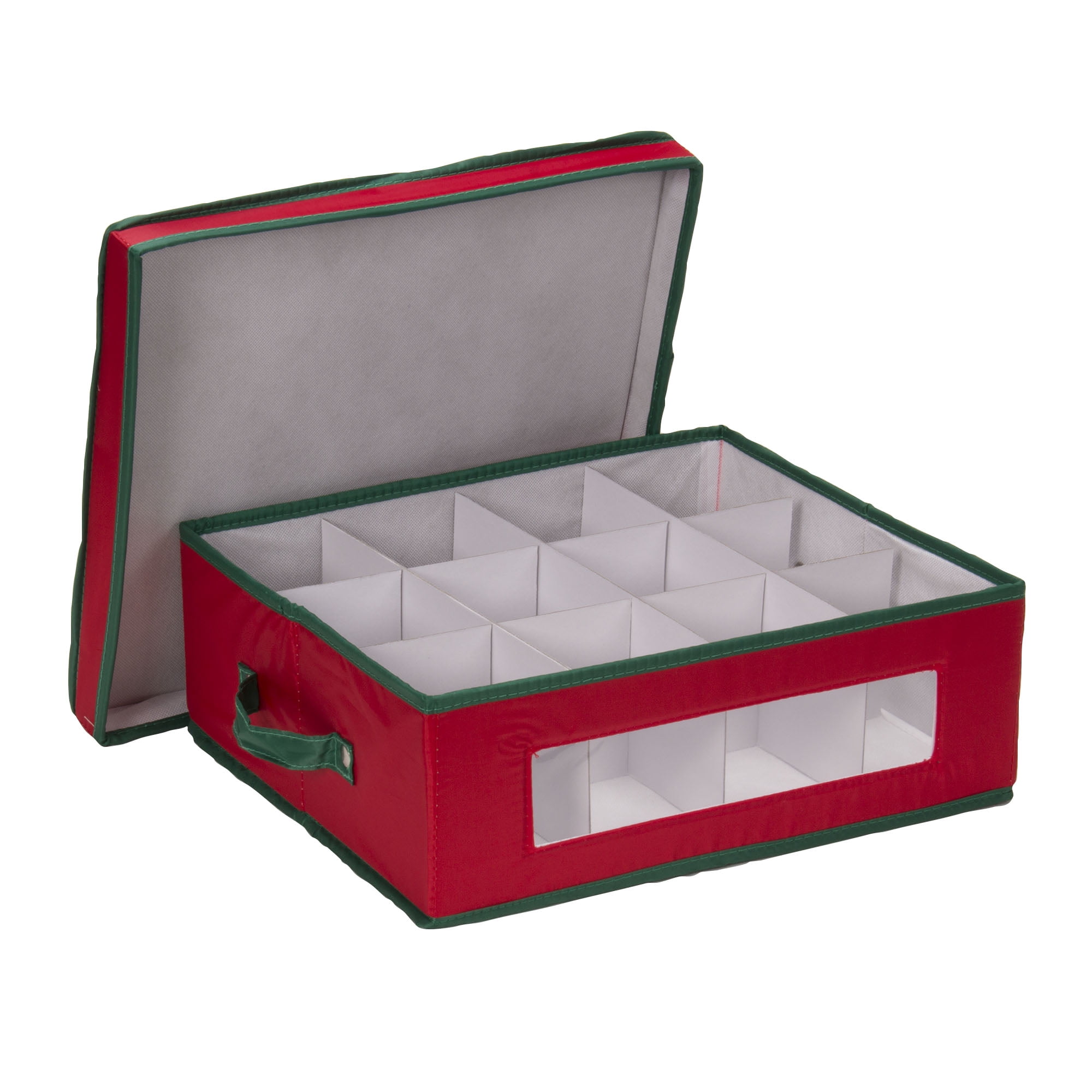 Red and Green Fabric Collapsible Christmas Cup Storage Box