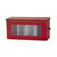 thumbnail image 1 of Household Essentials Holiday Figurine Storage Box, Windowed Storage with Lid, 8 Storage Compartments, Double Handles, Red with Green Trim, 1 of 9