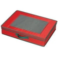 thumbnail image 1 of Household Essentials Holiday Flatware Storage Box, Windowed Lid and Front Handle, 8 Compartment Lift-out Tray, 4 Fabric Pouches, Perfect for Special Occasion Flatware, Red with Green Trim, 1 of 6
