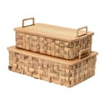 thumbnail image 1 of Household Essentials Household Essentials Stackable Hyacinth Baskets with Oak Lids, Natural Set of 2, 1 of 8