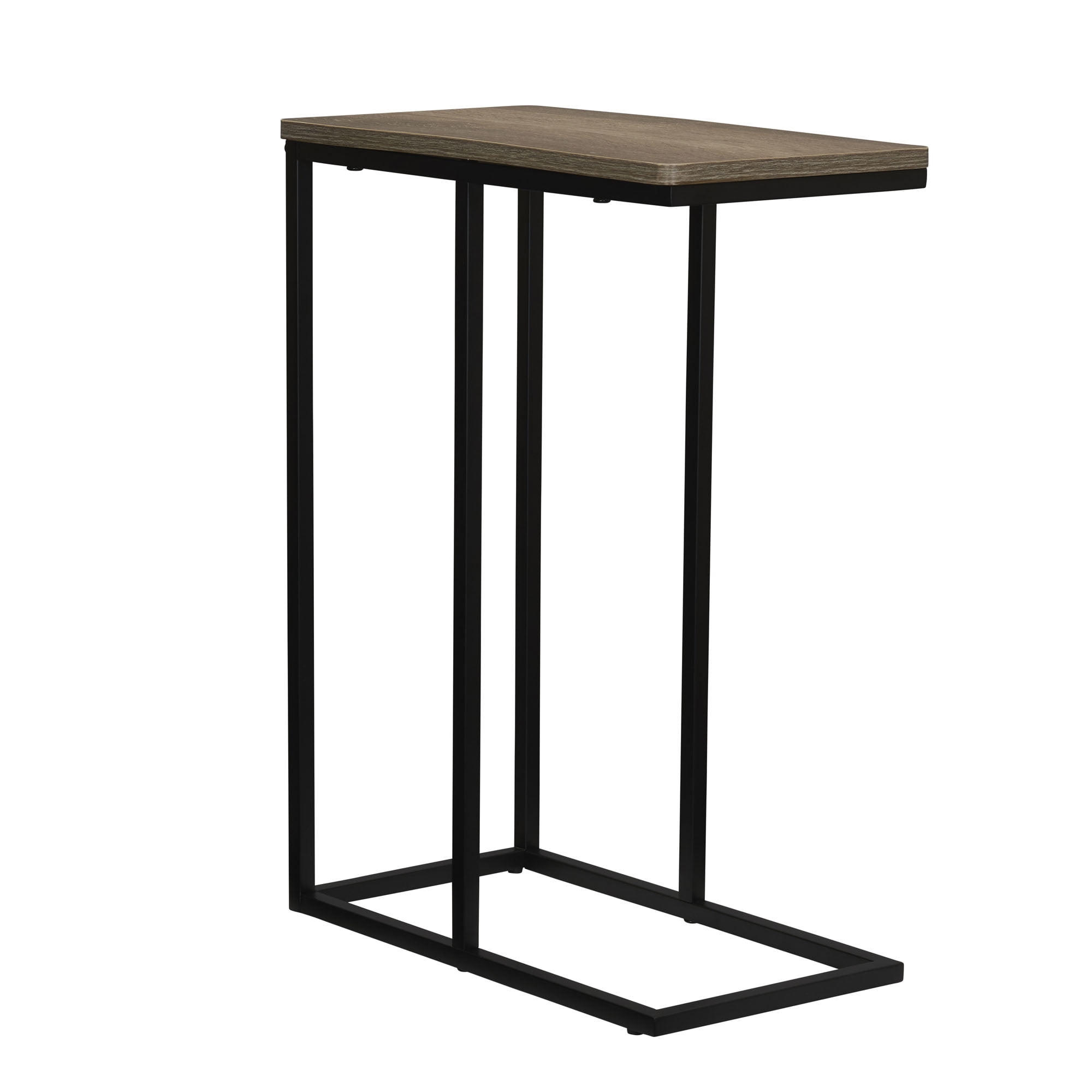 Ashwood and Black Metal C-Shaped Side Table