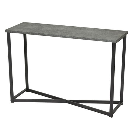 Household Essentials Jamestown Console Sofa Table Rustic Slate Concrete and Black Metal