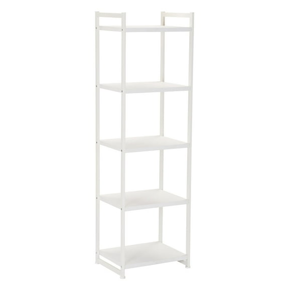 Household Essentials Jamestown Narrow 5 Shelf Open Storage Bookshelf Scandinavian White and White Metal