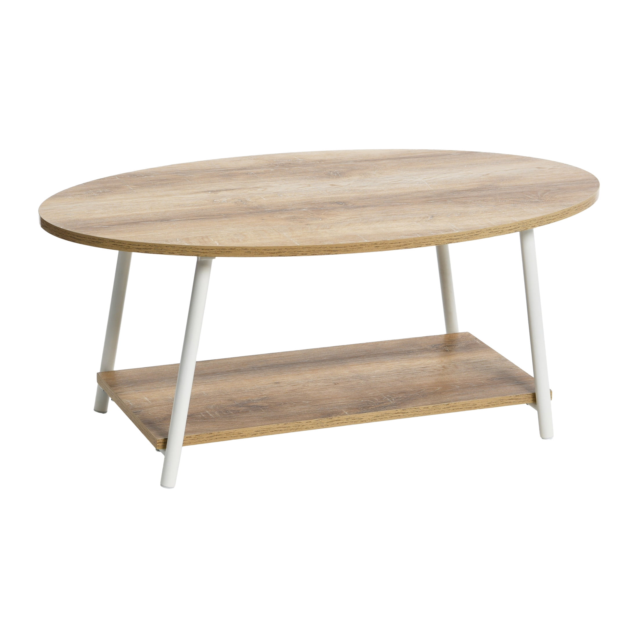 Household Essentials Jamestown Oval Coffee Table, Coastal Oak Finish ...