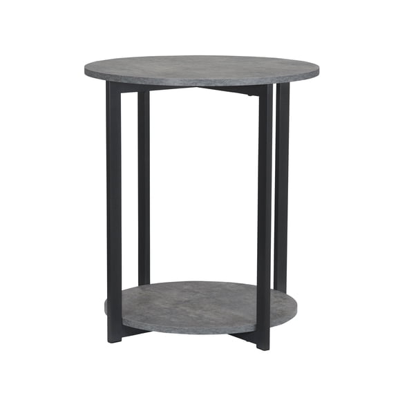 Household Essentials 2-Tier Round Low Side Table, Faux Gray Slate