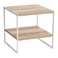 thumbnail image 1 of Household Essentials Jamestown Square Side End Table with Storage Shelf Coastal Oak Rustic Wood Grain and White Metal, 1 of 8