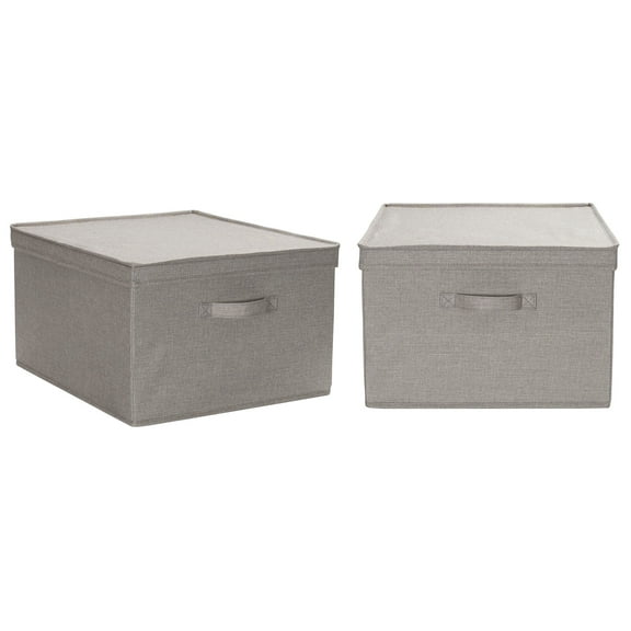 Household Essentials Jumbo Fabric Storage Bins 2 Pack, Sturdy Sides and Reinforced Bottom, Luxe Fabric Poly Linen, Gray