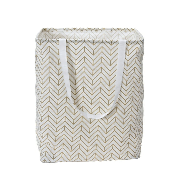 Household Essentials Krush Rectangular Laundry Bag with Handles, Tan Chevron