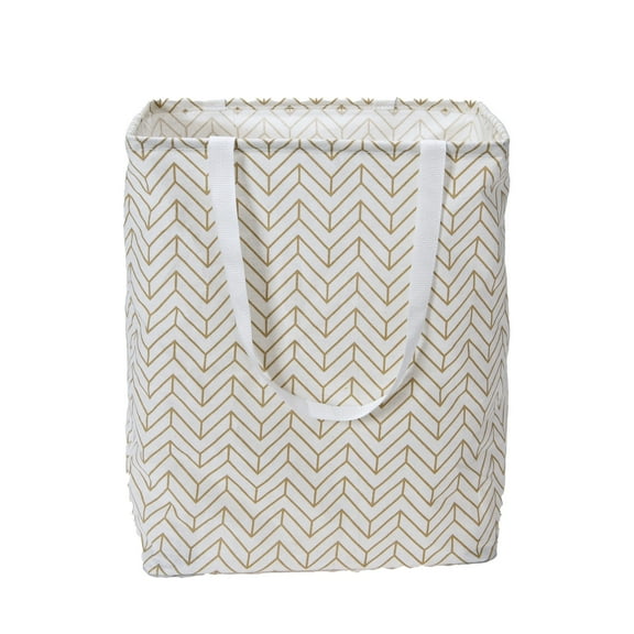 Household Essentials Krush Rectangular Laundry Bag with Handles, Tan Chevron