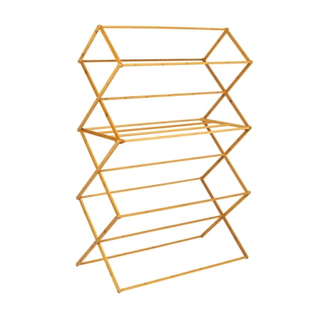 Household Essentials Large Bamboo Collapsible Drying Rack, Natural