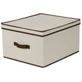 thumbnail image 1 of Household Essentials Large Canvas Storage Box with Brown Trim, 1 of 7