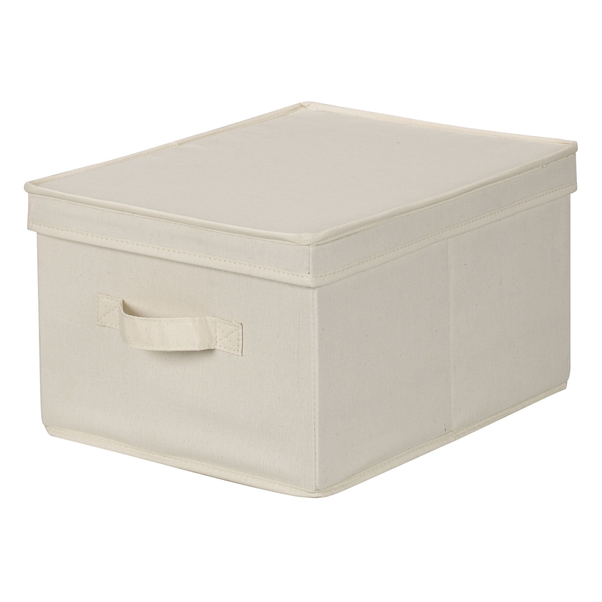 Natural Fabric Collapsible Lidded Storage Box, 15" x 12" x 8"