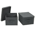 thumbnail image 1 of Household Essentials Large Fabric Storage Bins 2 Pack, Soft Poly Linen with Sturdy Sides, Attached Handle and Fully Removable Lid, Gray, 1 of 8