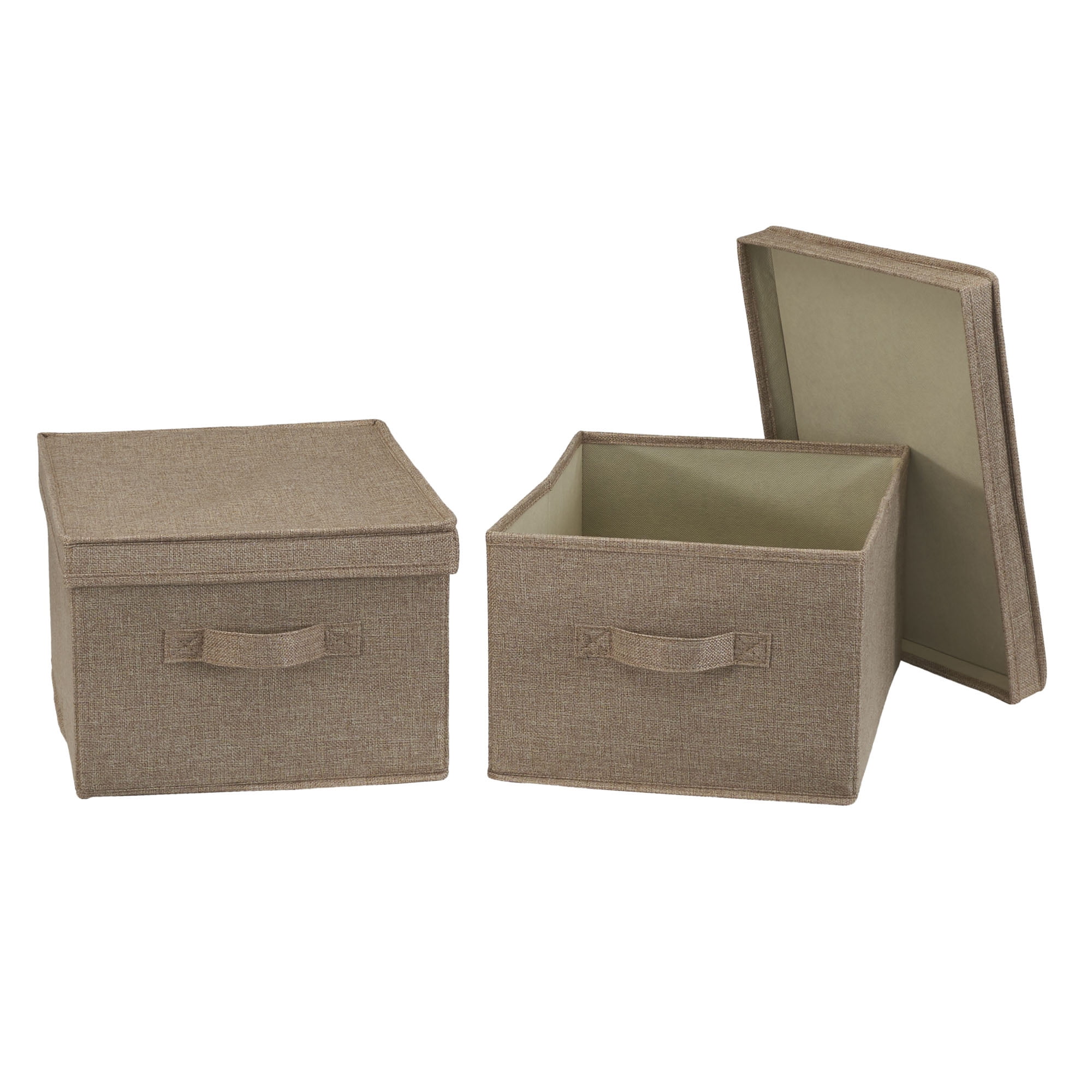Latte Linen Large Stackable Storage Box with Lid Set