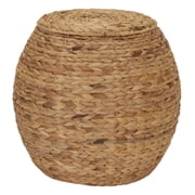 Household Essentials Handwoven Water Hyacinth Barrel Wicker Storage Basket Side Table, Natural