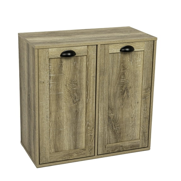 Household Essentials Laundry Sorter Cabinet, Oak Finish