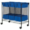 thumbnail image 1 of Household Essentials Laundry Sorter with Wheels, Triple Removable Mesh Bags, Sturdy Wire Frame, Smooth Glide Casters, Wide Functionality, Blue and Black, 1 of 4