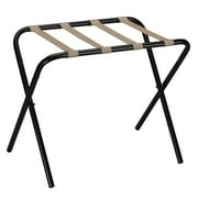 Household Essentials Luggage Rack, Black Frame with Khaki Straps