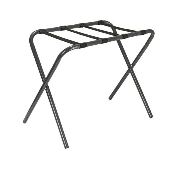 Household Essentials Luggage Rack, Grey Frame with Black Straps