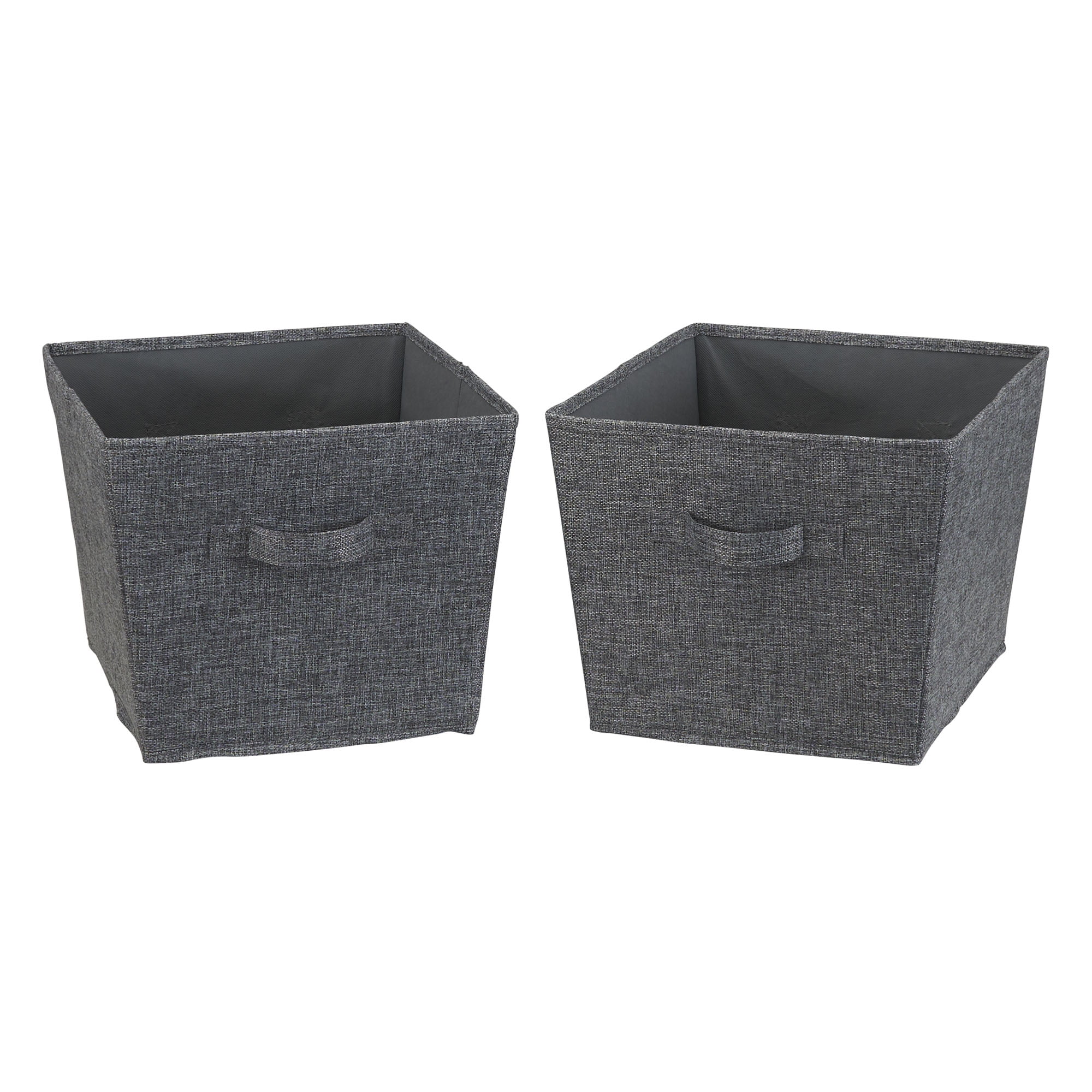 Graphite Medium Fabric Storage Bins with Handles, 2-Pack