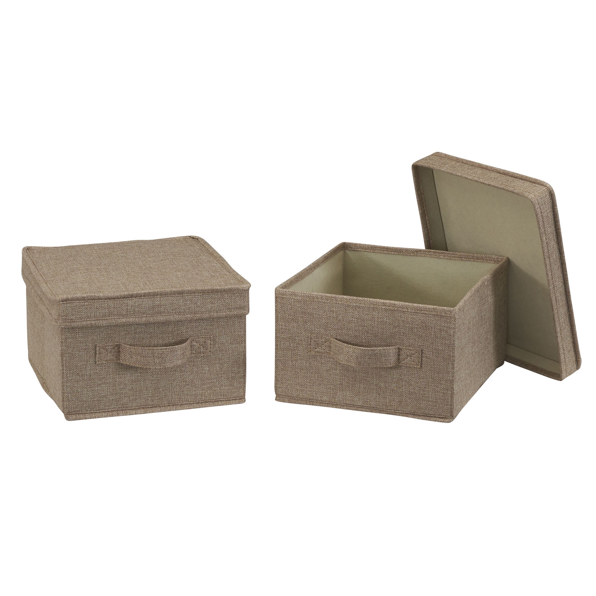 Household Essentials Medium Fabric Storage Bins, Set of 2, Storage Box with Fully Removable Lid, Luxe Latte Fabric