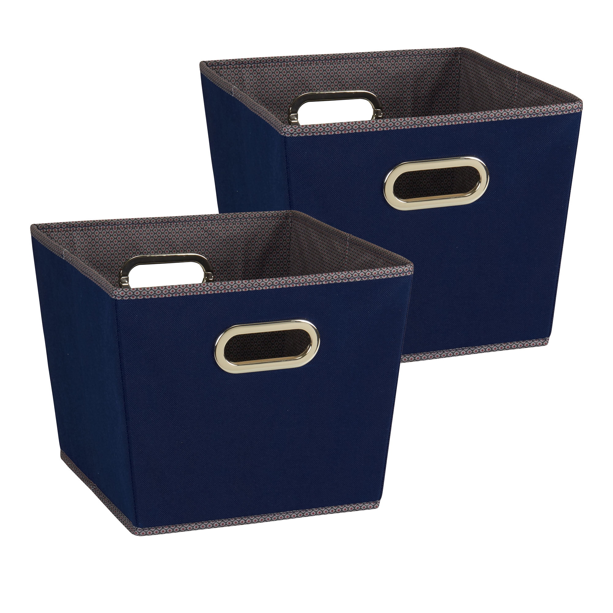 Medium Navy Blue Fabric Tapered Storage Bins, Set of 2