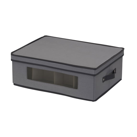 Household Essentials Mug and Tumbler Vision China Storage Box Chest, Gray