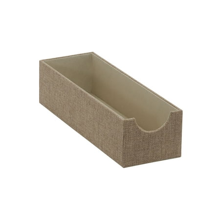 Household Essentials Narrow Accessory Organizer Tray, Slim Design, Sturdy with Soft Fabric Covering, Stylish and Functional, Brown