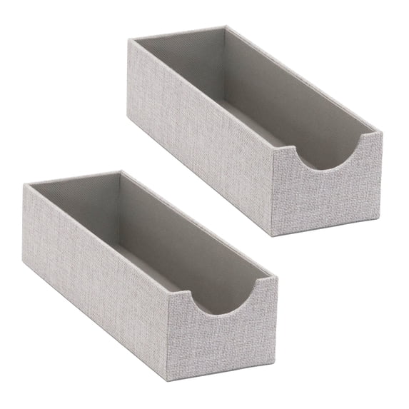 Household Essentials Narrow Organizer Tray 2 Pack, Slim Accessory Organizer, Sturdy with Soft Fabric, Stylish and Functional, Gray