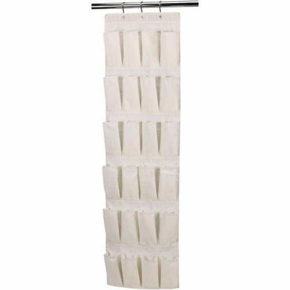 Household Essentials Natural Blended Canvas 24-Pocket over-The-Door Organizer